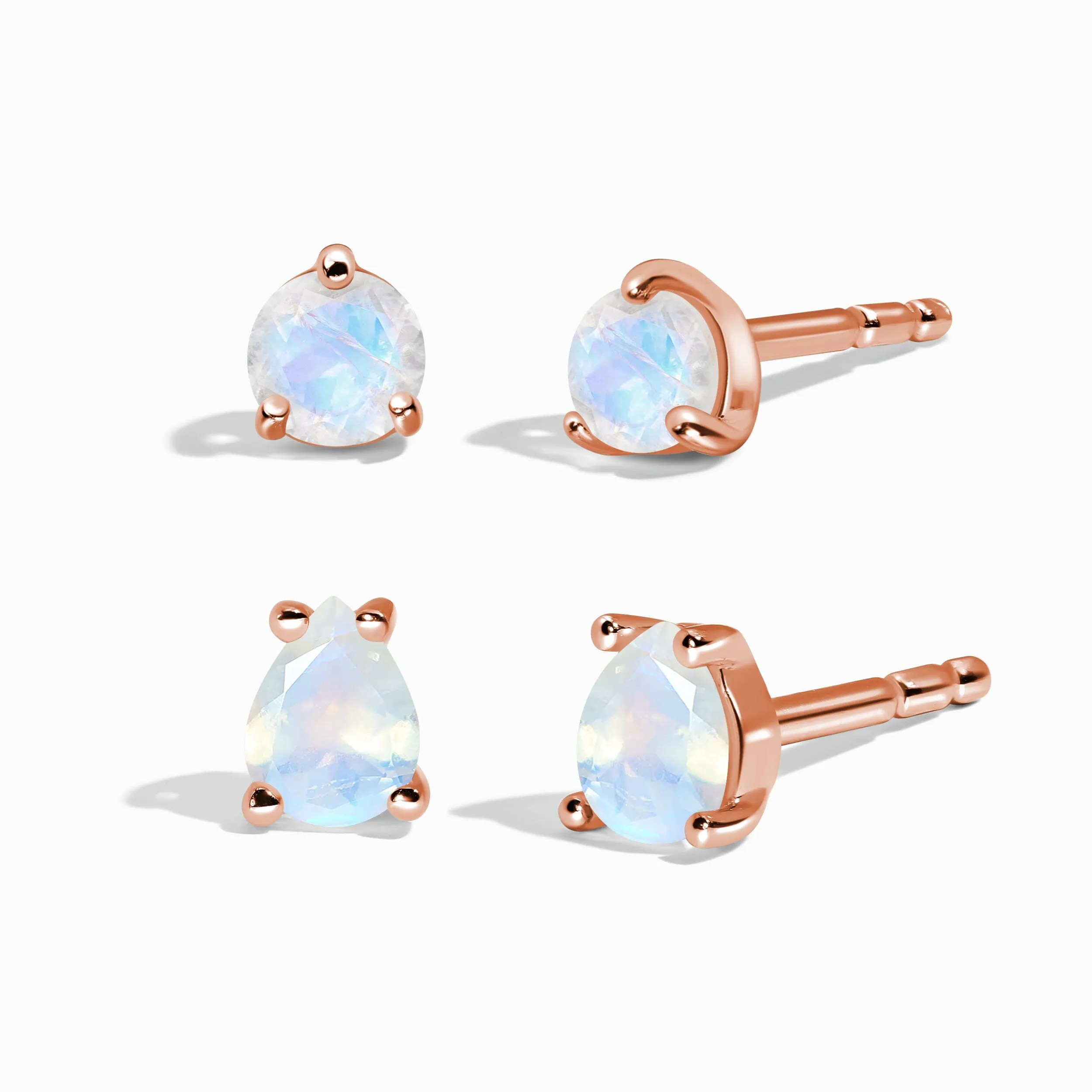 Moonstone Petite Round & Teardrop Studs