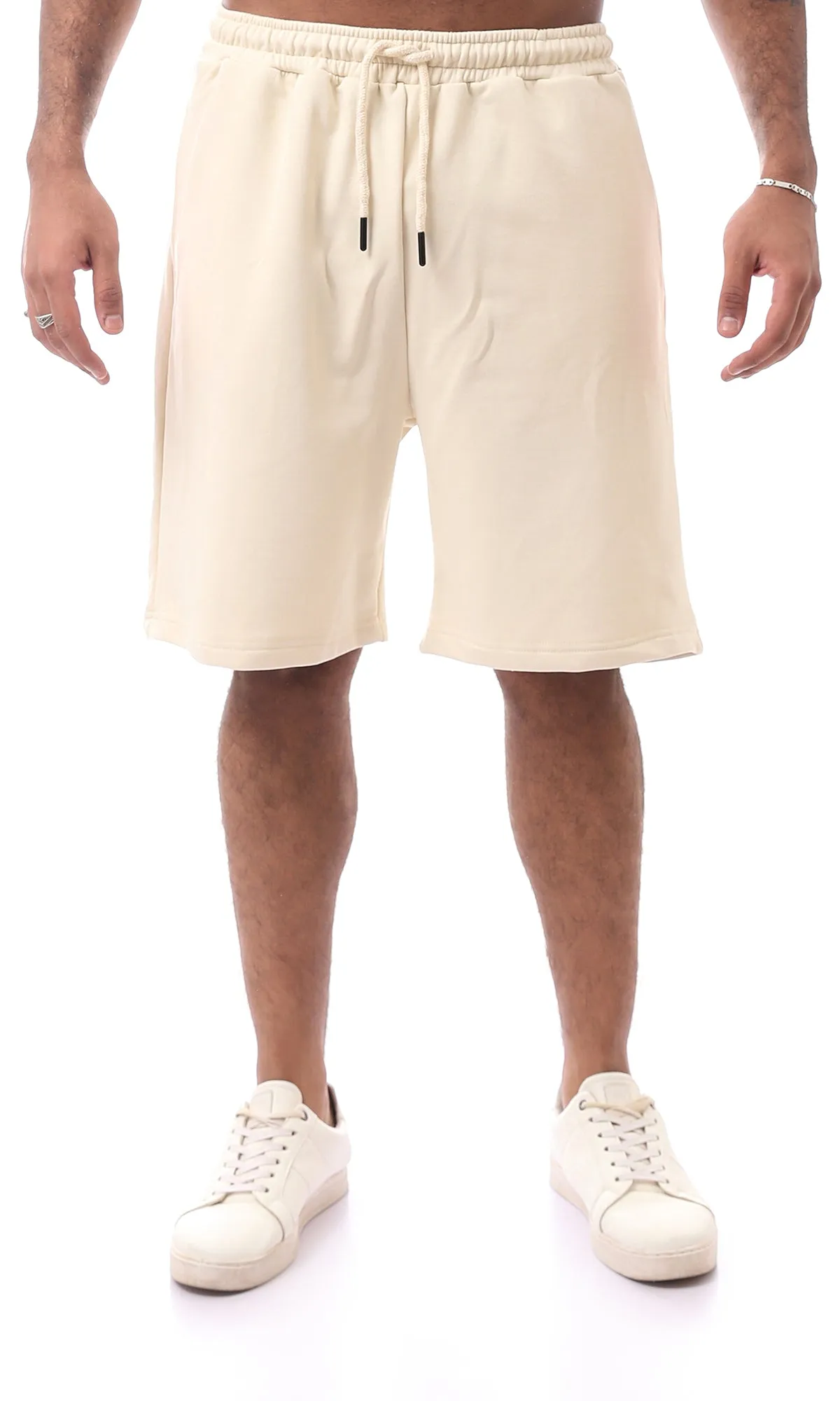 O172958 Cotton Beige Slip On Comfy Shorts