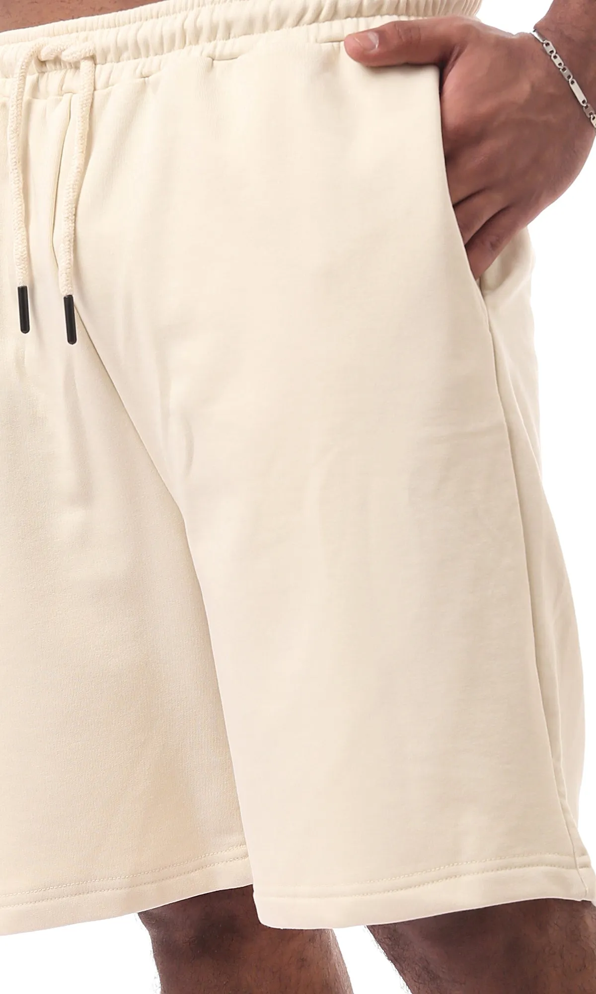 O172958 Cotton Beige Slip On Comfy Shorts