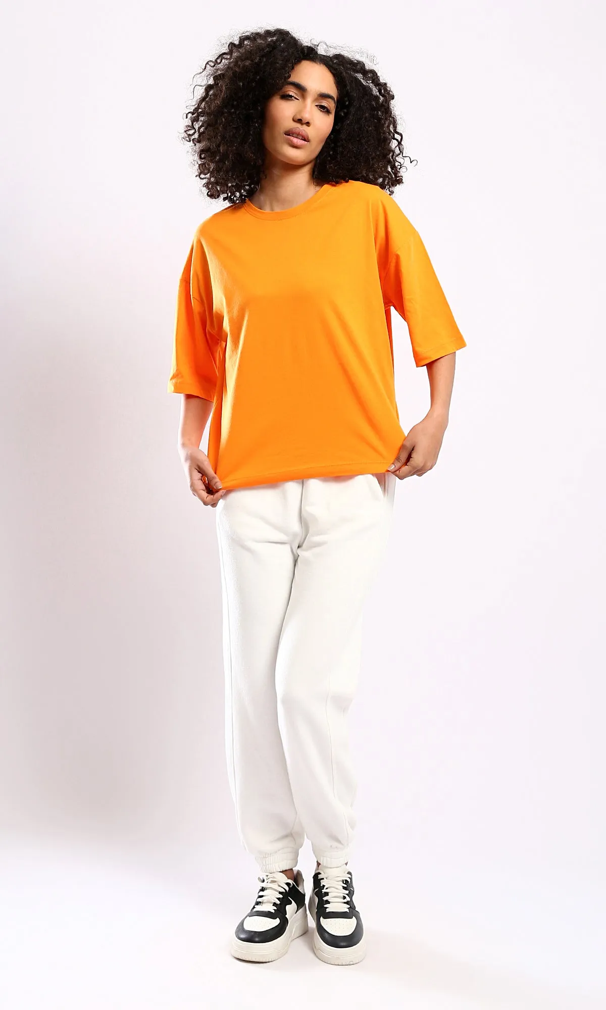 O179809 Solid Slip On Orange Comfy Cotton Tee