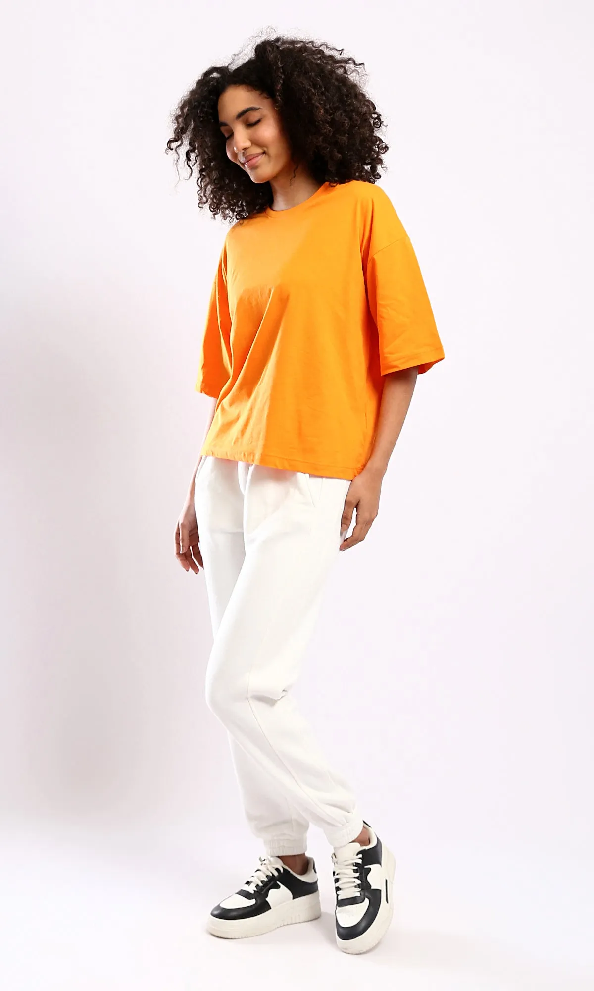 O179809 Solid Slip On Orange Comfy Cotton Tee