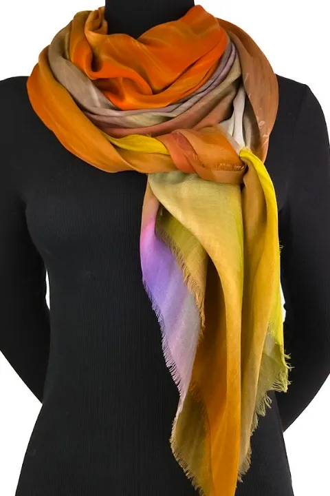 Oversized Square Italian Cashmere Blend Scarf - Wildflowers, California