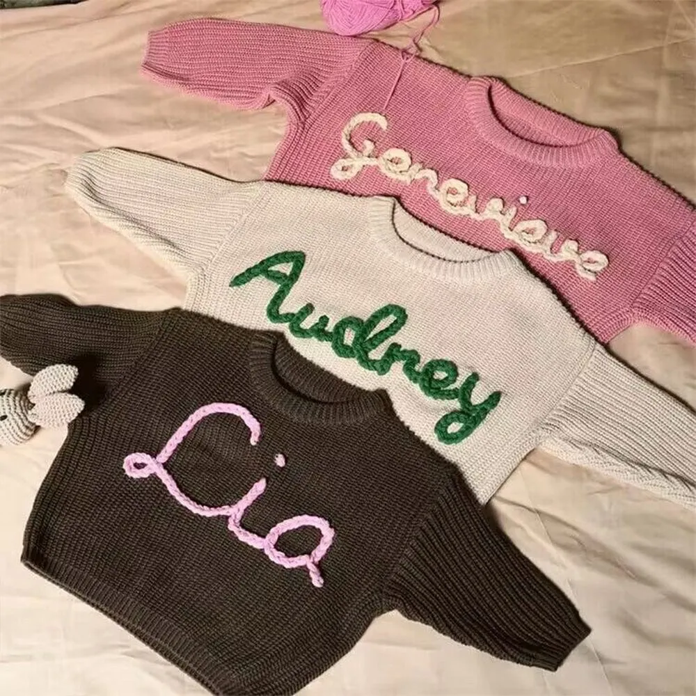 Personalized Name Sweater Toddler Sweater Custom Name Sweater Hand Embroidered Sweater Keepsake Sweater