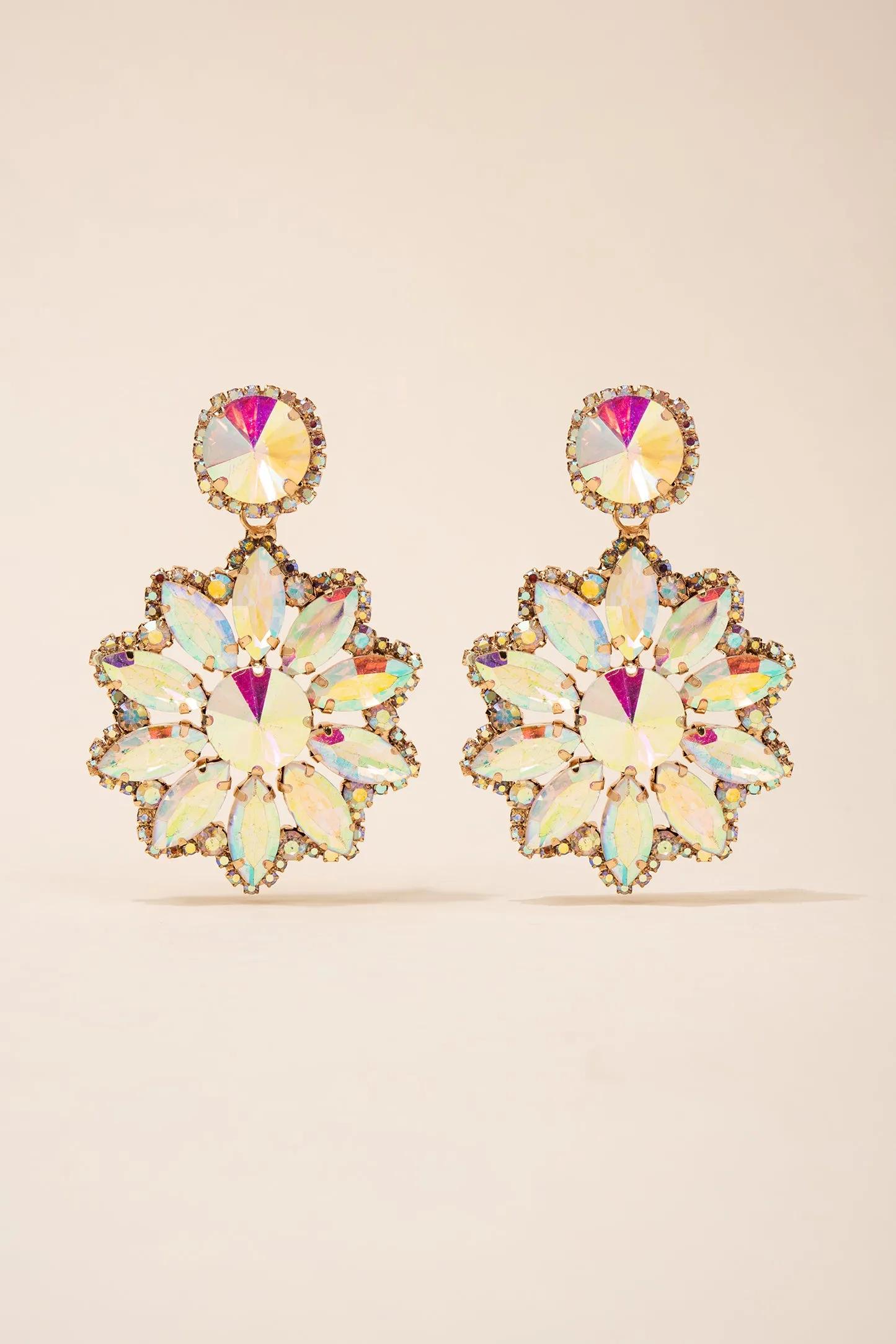 Renata Flower Stone Drop Earrings