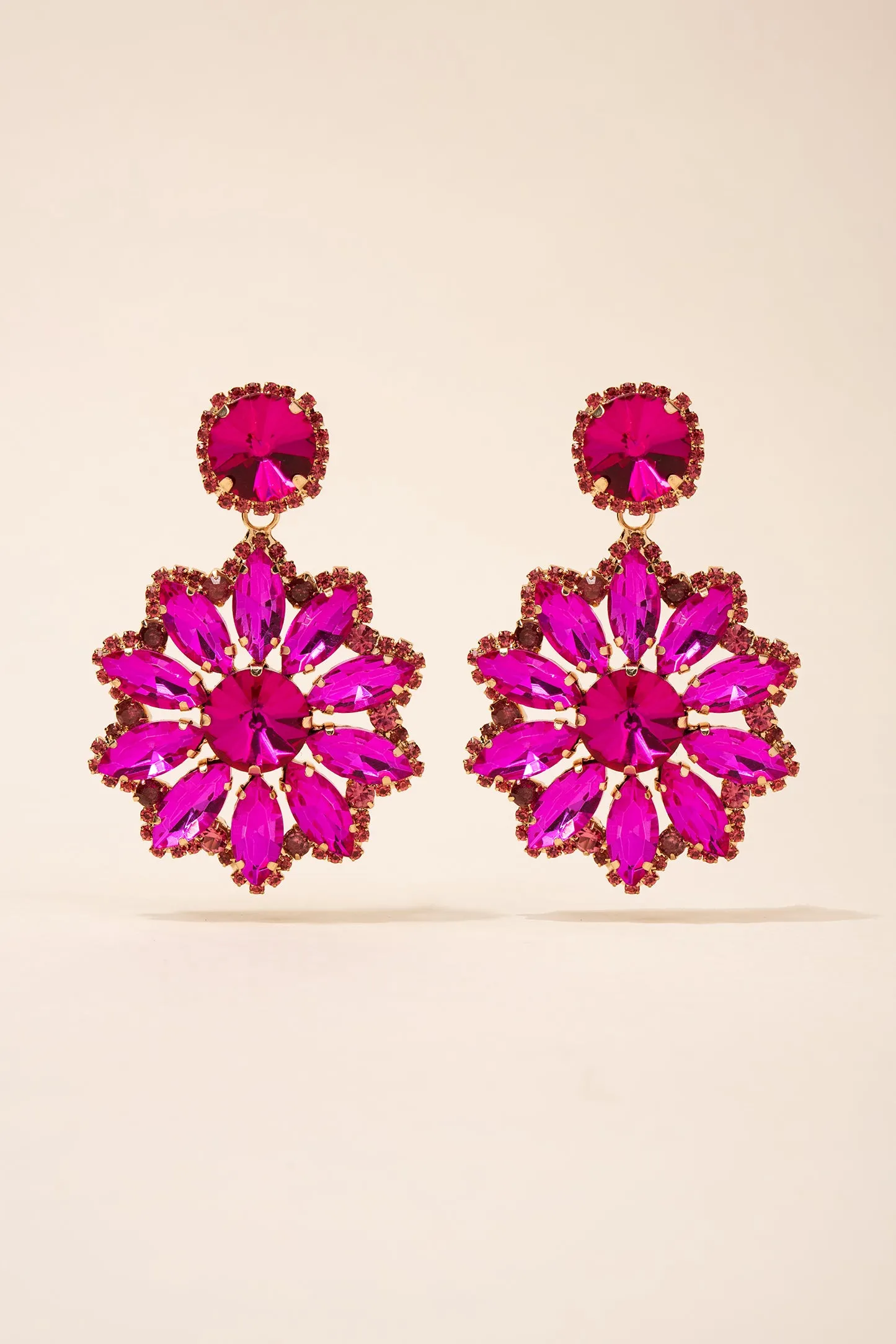 Renata Flower Stone Drop Earrings