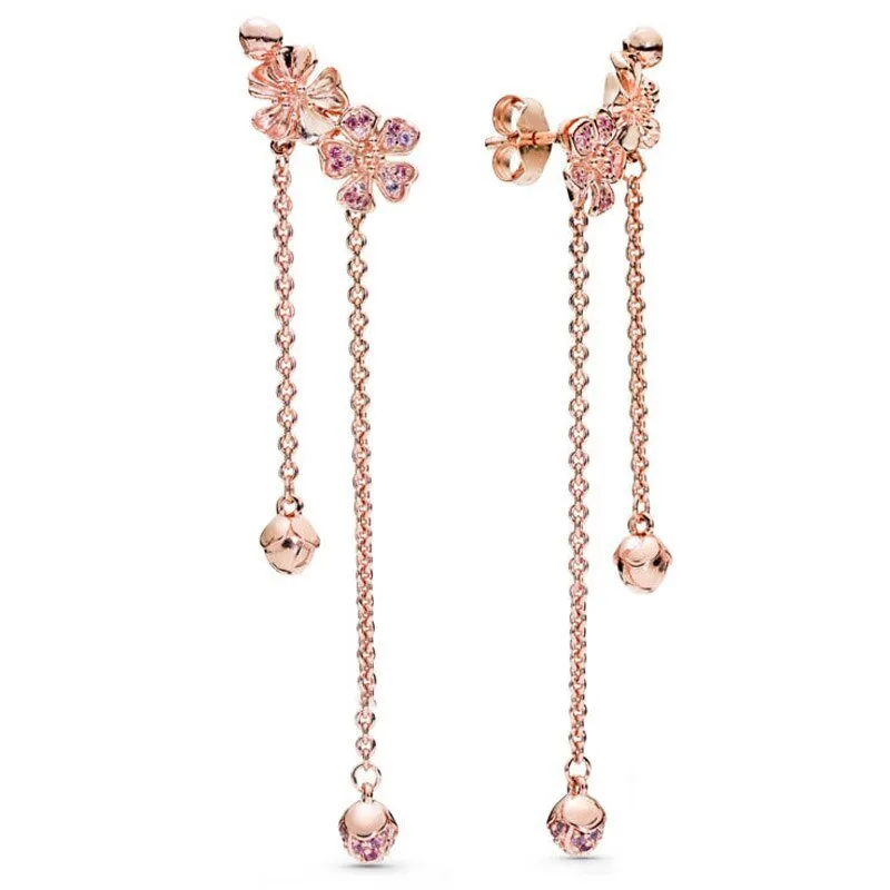 ROSE GOLD FLOWERS DANGLE EARRINGS