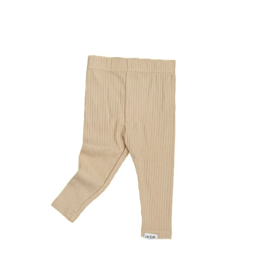 sand ribbed leggings