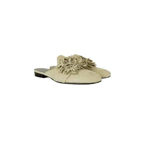 Slipper Flowers Suede Light Beige