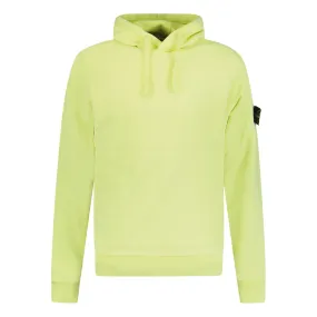 STONE ISLAND BASIC BADGE HOODED SWEATSHIRT LIME GREEN