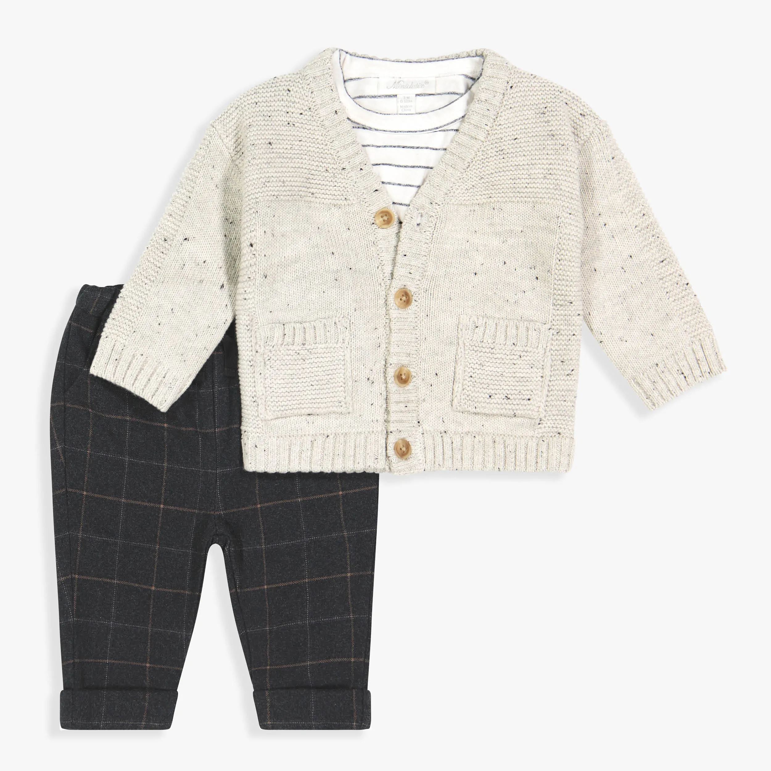 Sweater Cardigan, Top & Pant Set