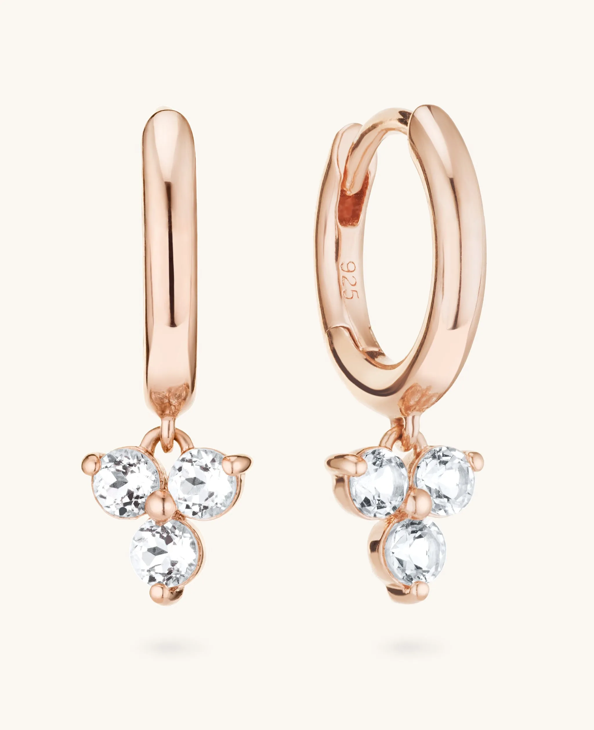 Topaz Fleur Dangle Hoops Rose Gold