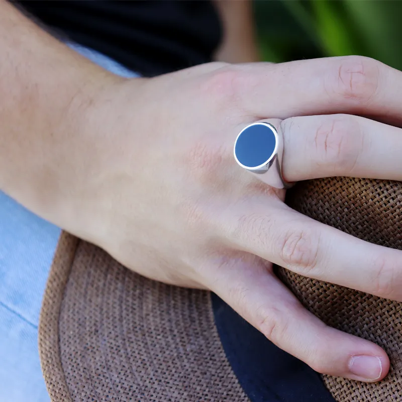 Unisex Labradorite Oval Silver Ring