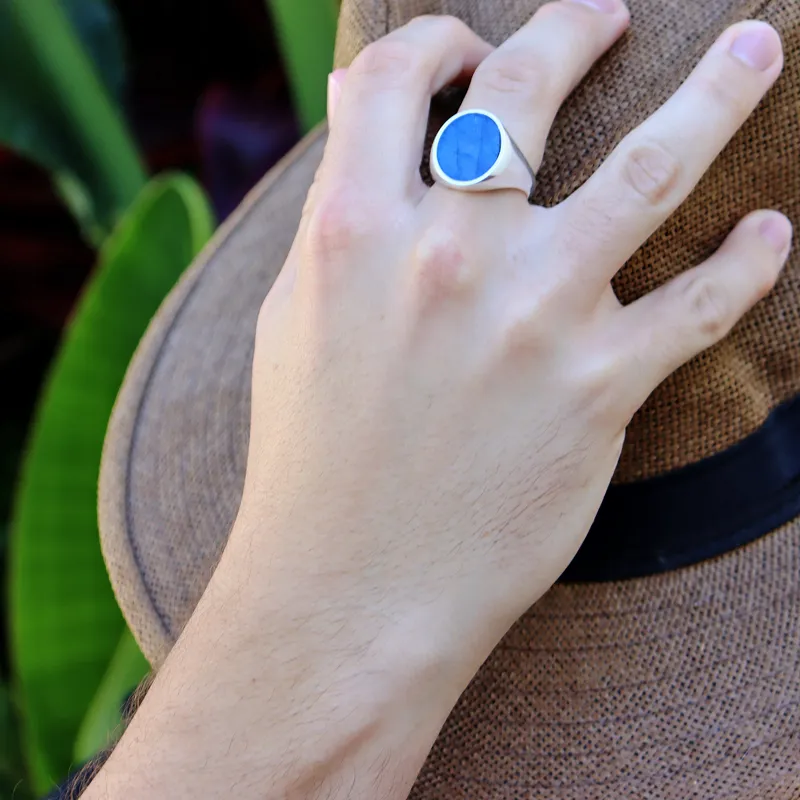 Unisex Labradorite Oval Silver Ring