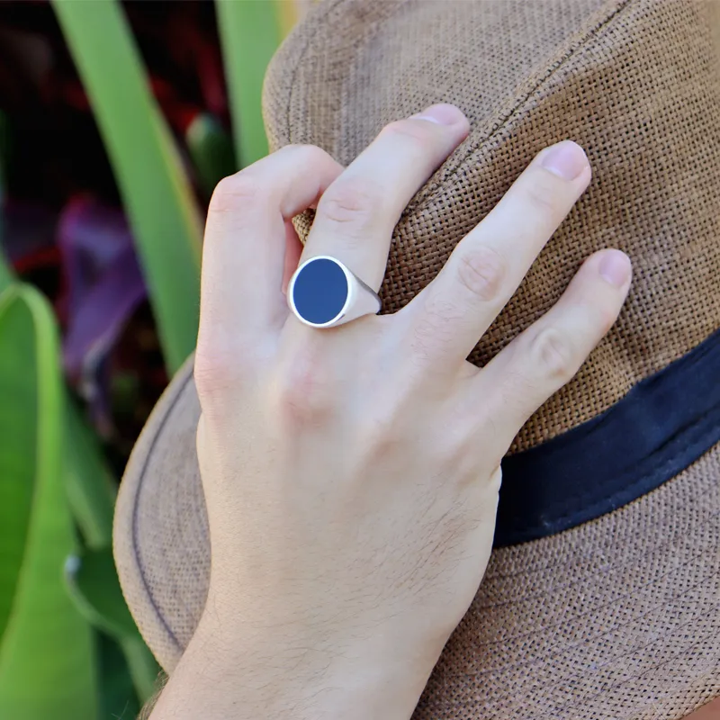 Unisex Labradorite Oval Silver Ring