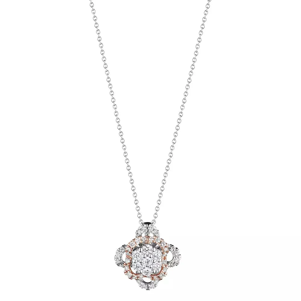 Verragio 18k Two-Tone Floret Cluster Diamond Pendant