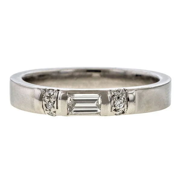 Vintage Baguette & Round Diamond Wedding Band