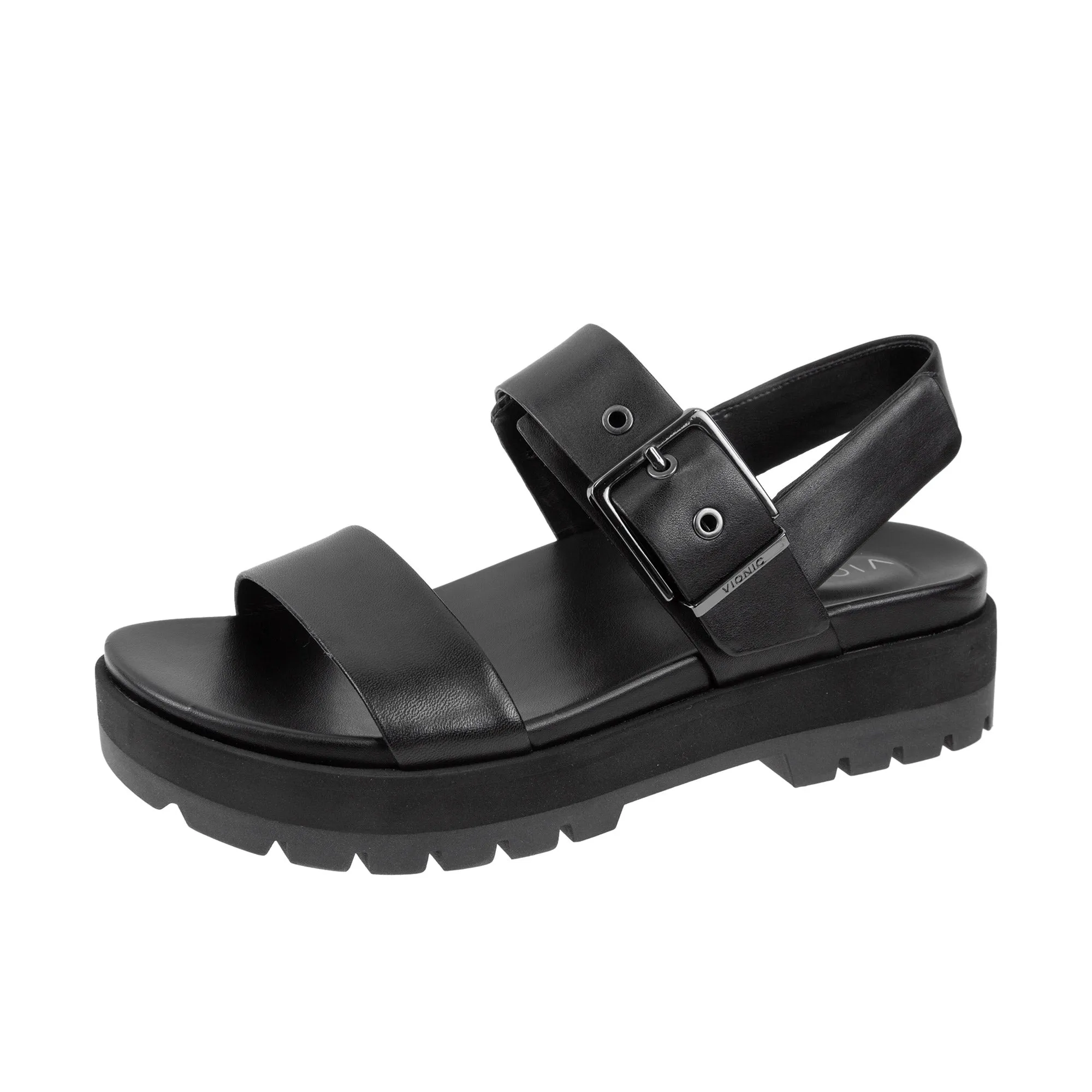 Vionic Womens Torrance Platform Lug Sandal Black