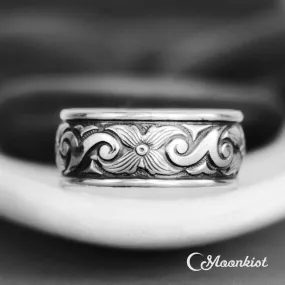 Wide Flower Women's Wedding Ring 925 Sterling SIlver | Moonkist Designs