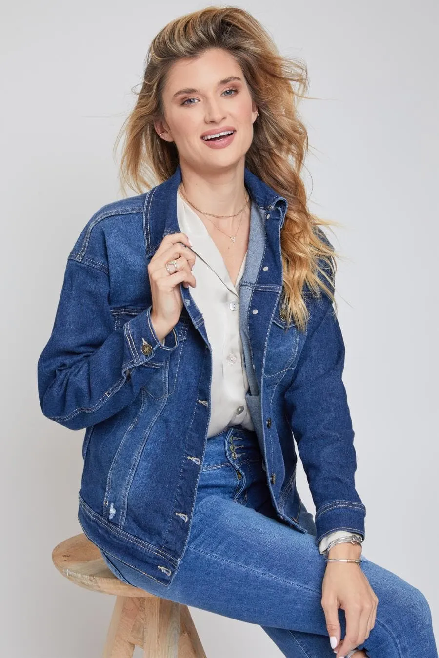 Women's Drop Shoulder Boyfriend Denim Jacket