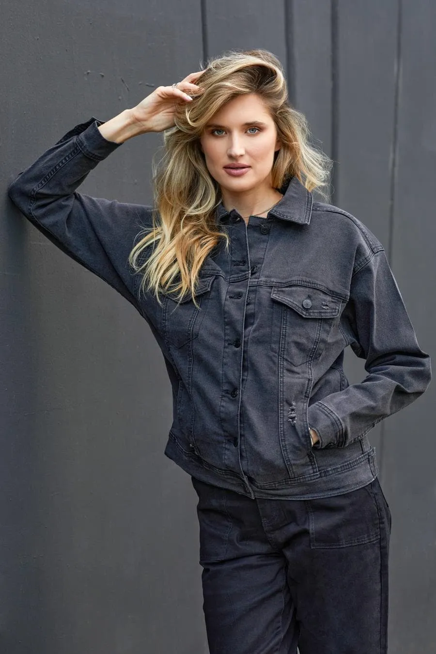 Women's Drop Shoulder Boyfriend Denim Jacket