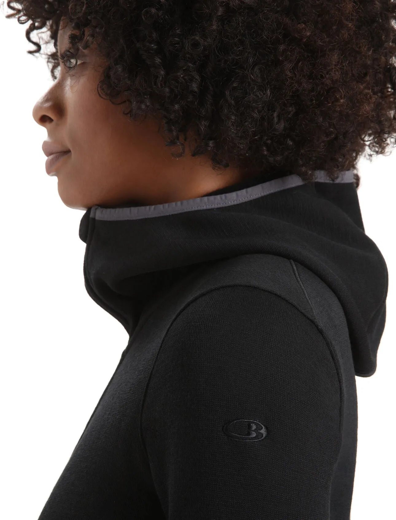 Womens Elemental LS Zip Hood - Black