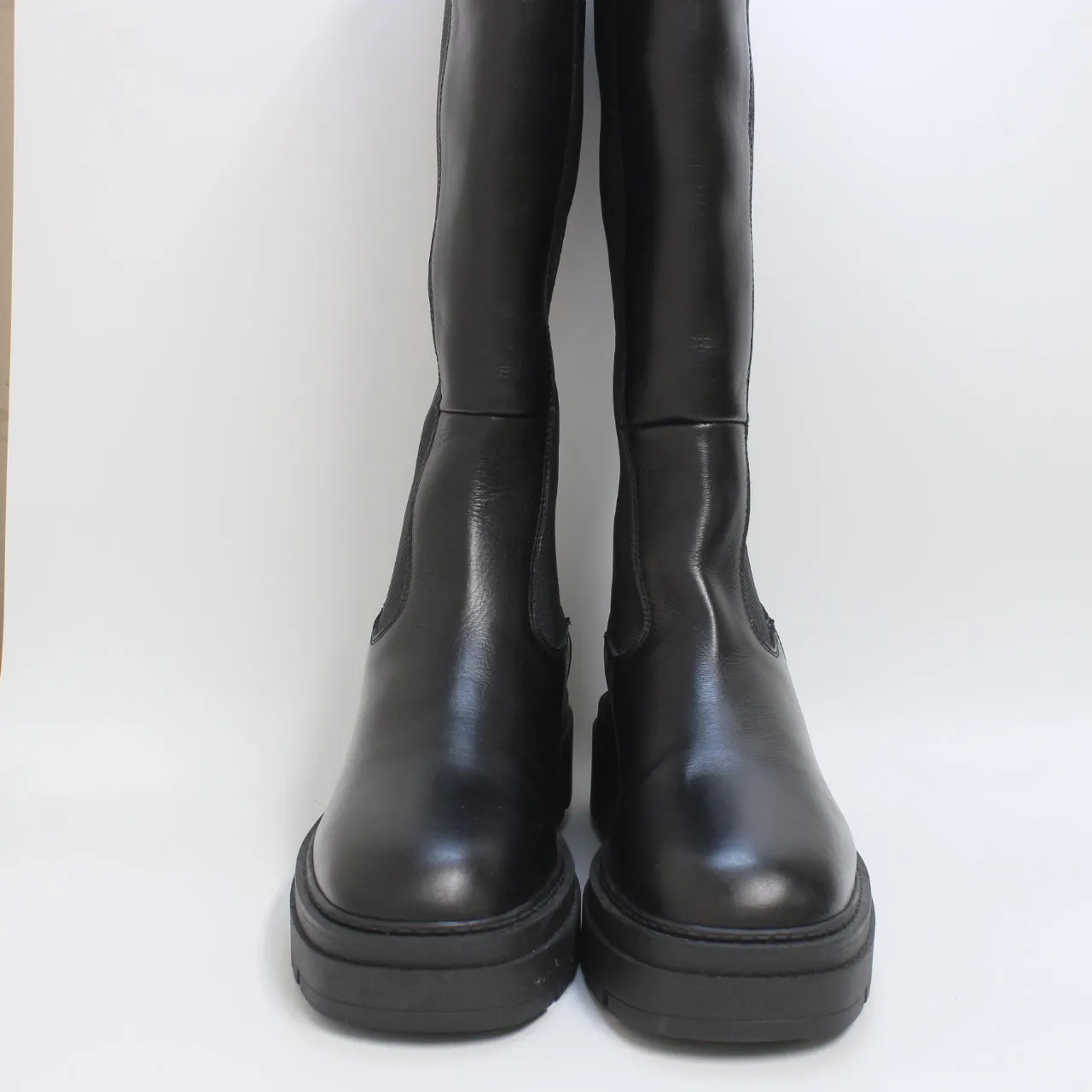 Womens Office Kamilla Chelsea Knee Boots Black Leather