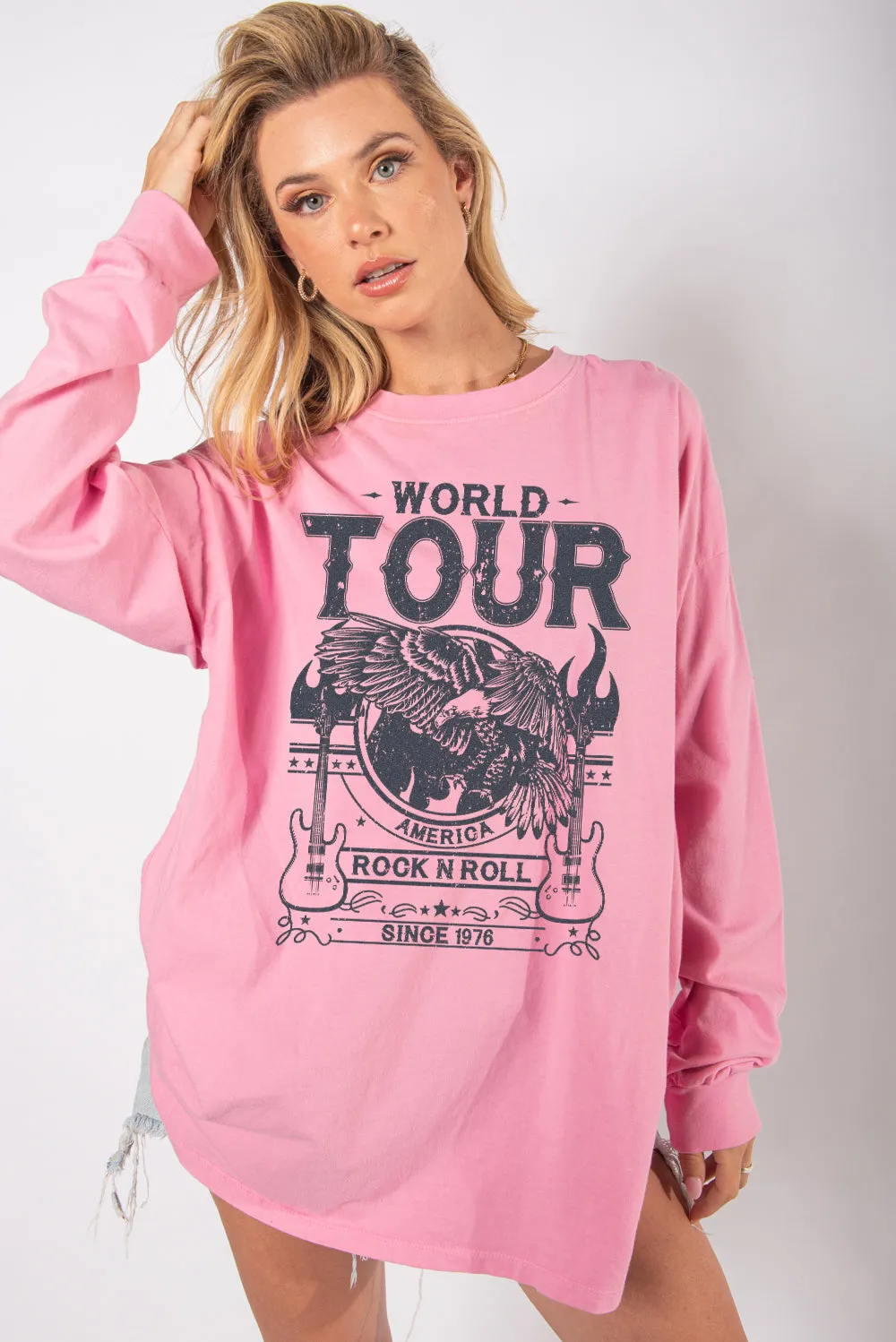 World Tour Eagle Oversized Long Sleeve Tees