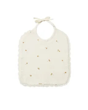 Woven Tie Bib – Ivory Tiny Flower